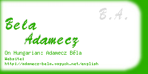 bela adamecz business card