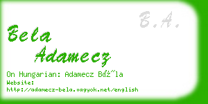bela adamecz business card